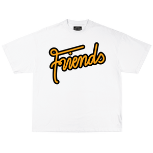 Oversized Friends Logo T-Shirt mock-up, front flat view